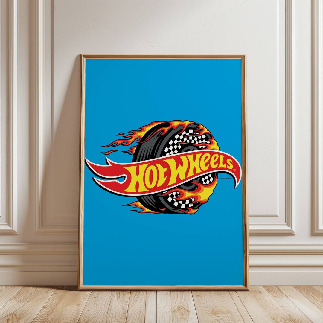 Hot Wheels Flaming Logo Tyre Wall Art wall - art - picture - poster