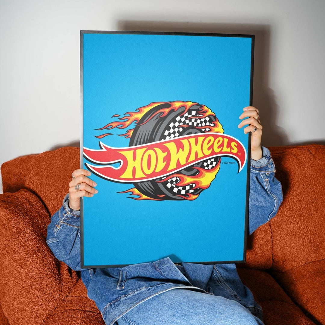 Hot Wheels Flaming Logo Tyre Wall Art wall - art - picture - poster