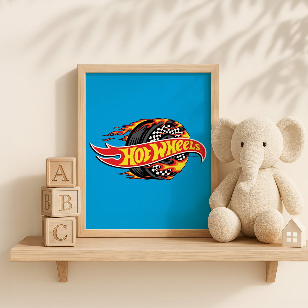 Hot Wheels Flaming Logo Tyre Wall Art wall - art - picture - poster