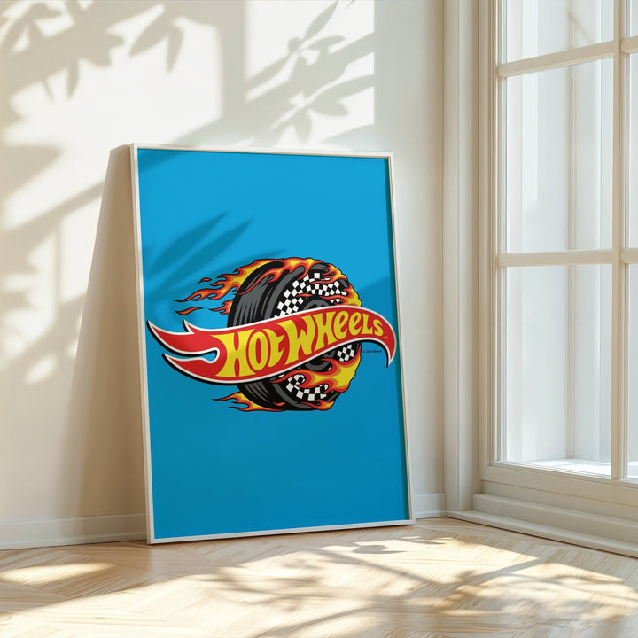 Hot Wheels Flaming Logo Tyre Wall Art wall - art - picture - poster