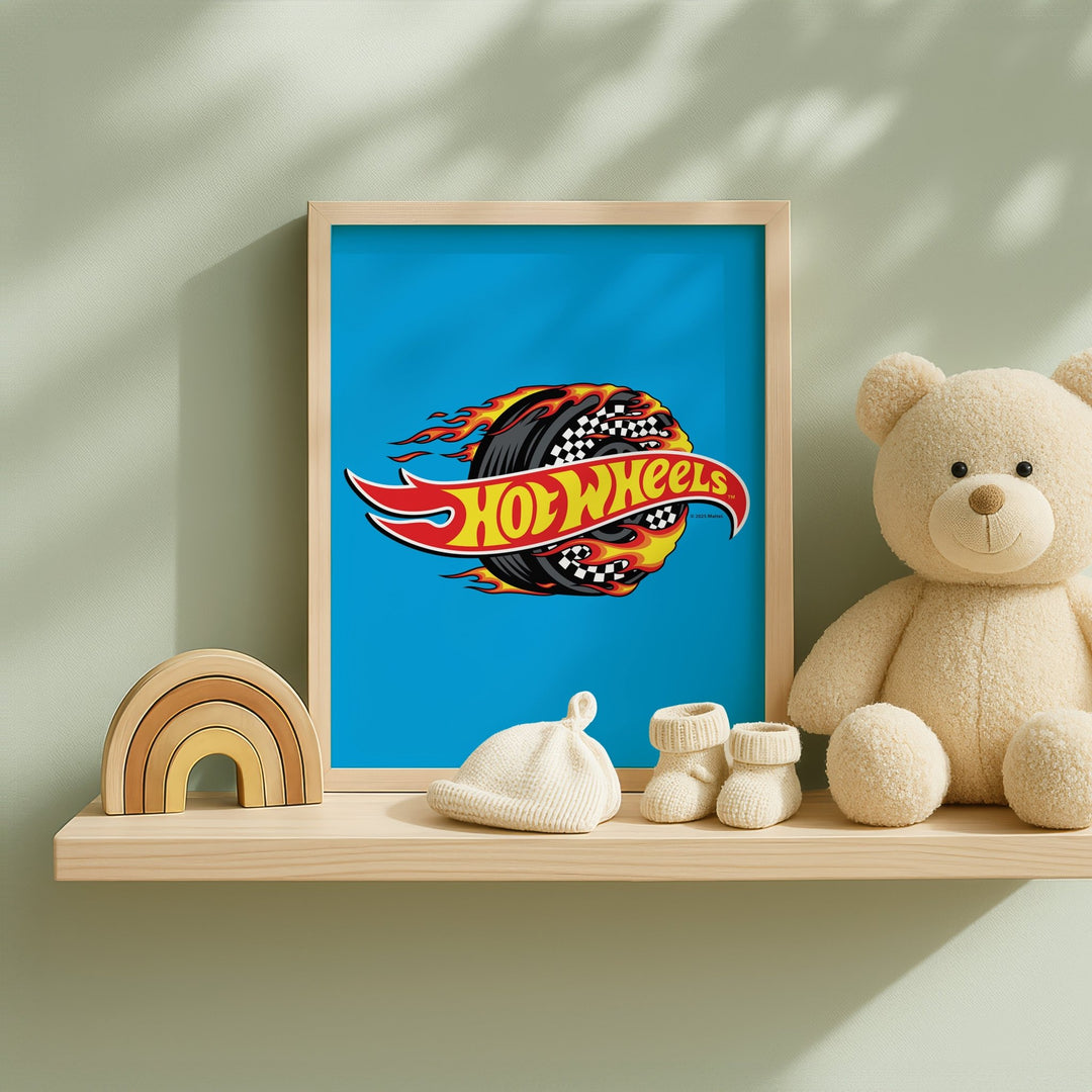 Hot Wheels Flaming Logo Tyre Wall Art wall - art - picture - poster