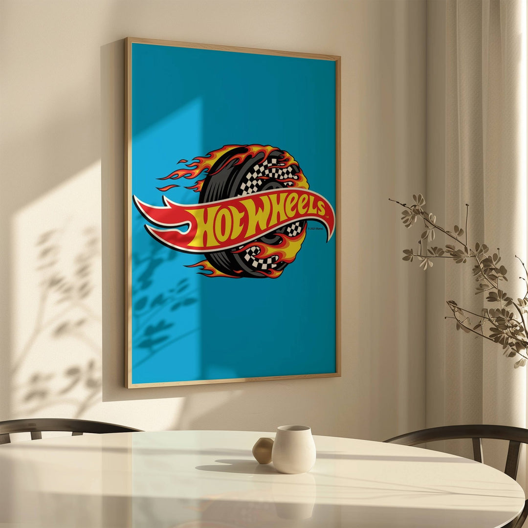 Hot Wheels Flaming Logo Tyre Wall Art wall - art - picture - poster