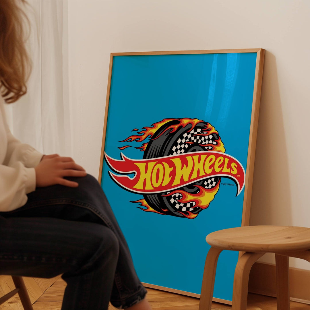 Hot Wheels Flaming Logo Tyre Wall Art wall - art - picture - poster