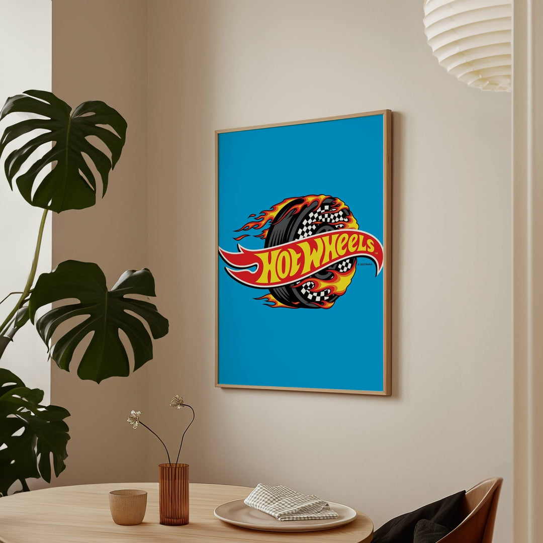 Hot Wheels Flaming Logo Tyre Wall Art wall - art - picture - poster