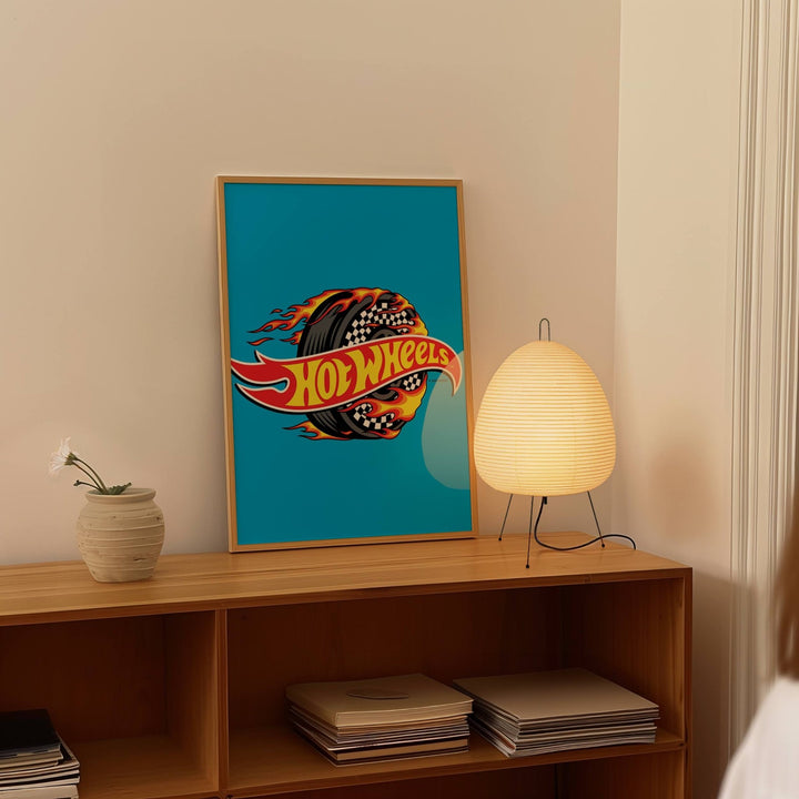 Hot Wheels Flaming Logo Tyre Wall Art wall - art - picture - poster