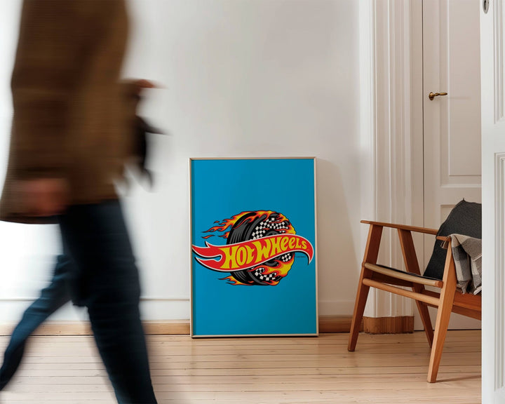 Hot Wheels Flaming Logo Tyre Wall Art wall - art - picture - poster