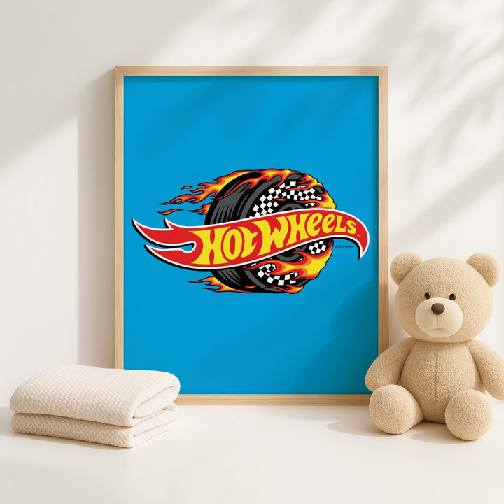 Hot Wheels Flaming Logo Tyre Wall Art wall - art - picture - poster