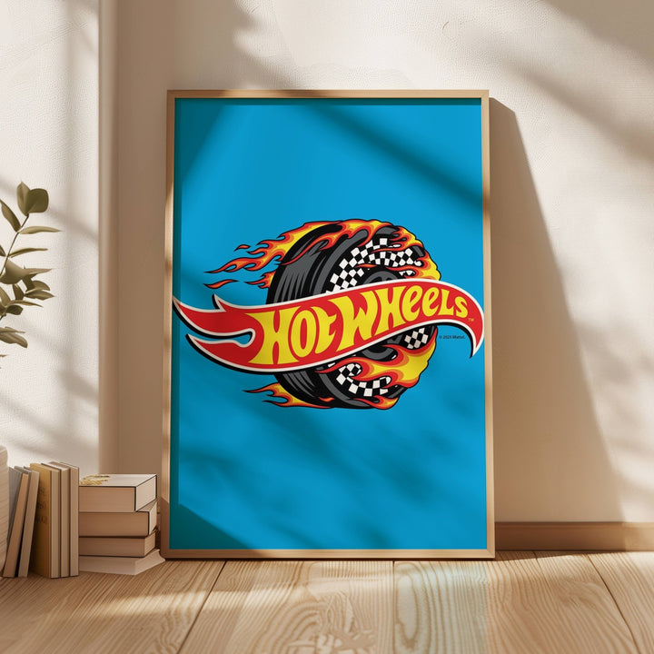 Hot Wheels Flaming Logo Tyre Wall Art wall - art - picture - poster