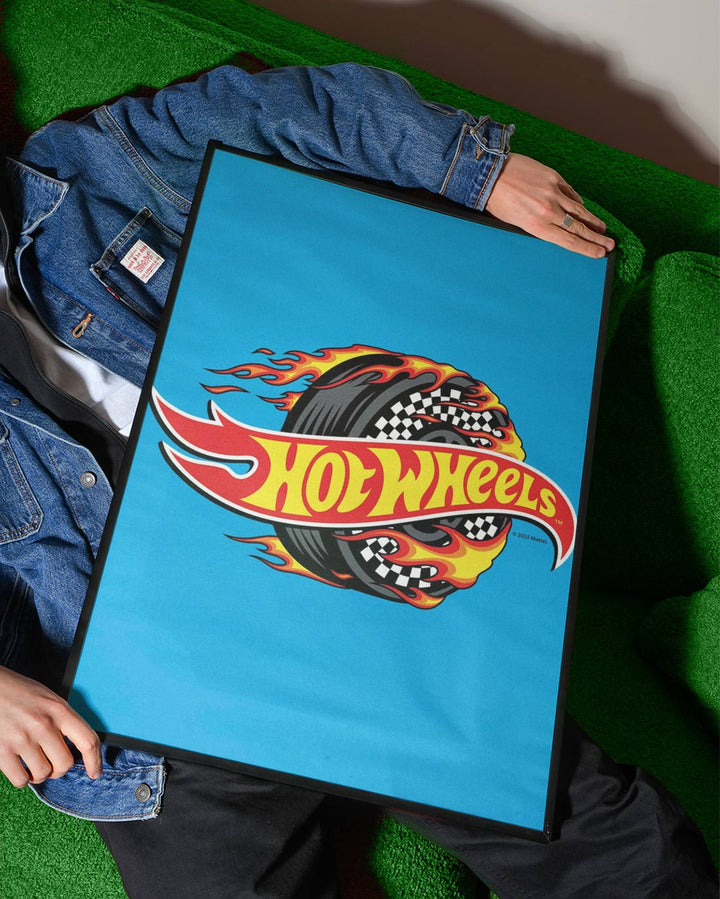 Hot Wheels Flaming Logo Tyre Wall Art wall - art - picture - poster