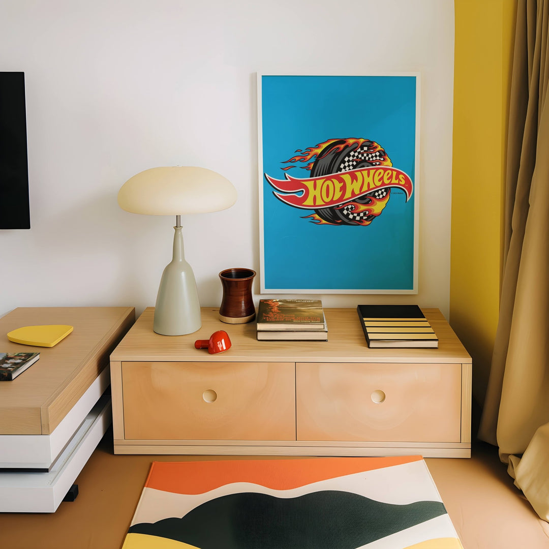Hot Wheels Flaming Logo Tyre Wall Art wall - art - picture - poster