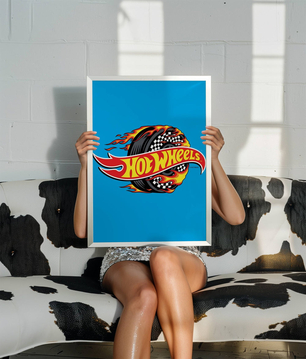 Hot Wheels Flaming Logo Tyre Wall Art wall - art - picture - poster