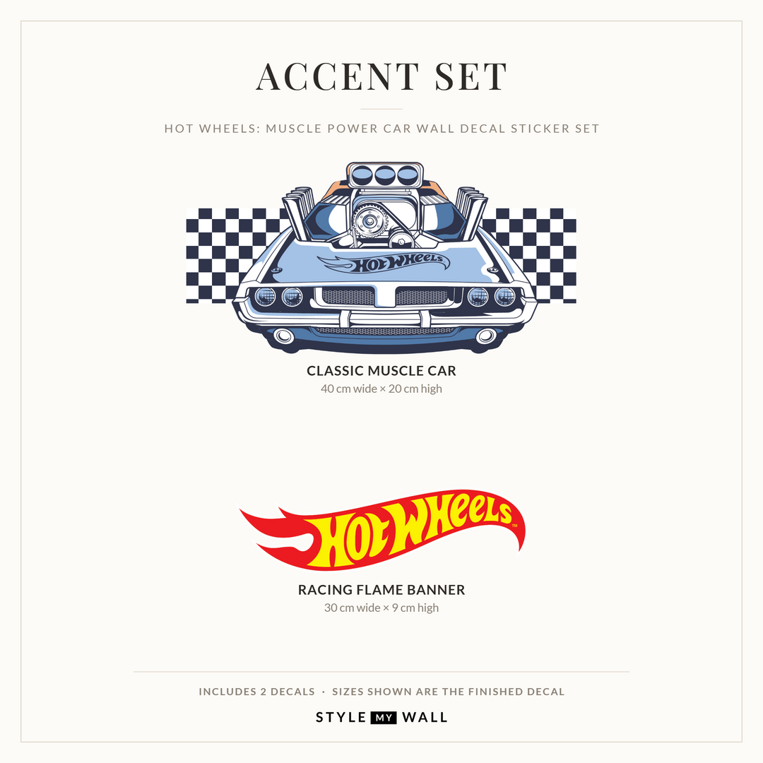Hot Wheels: Muscle Power Car Wall Decal Sticker Set