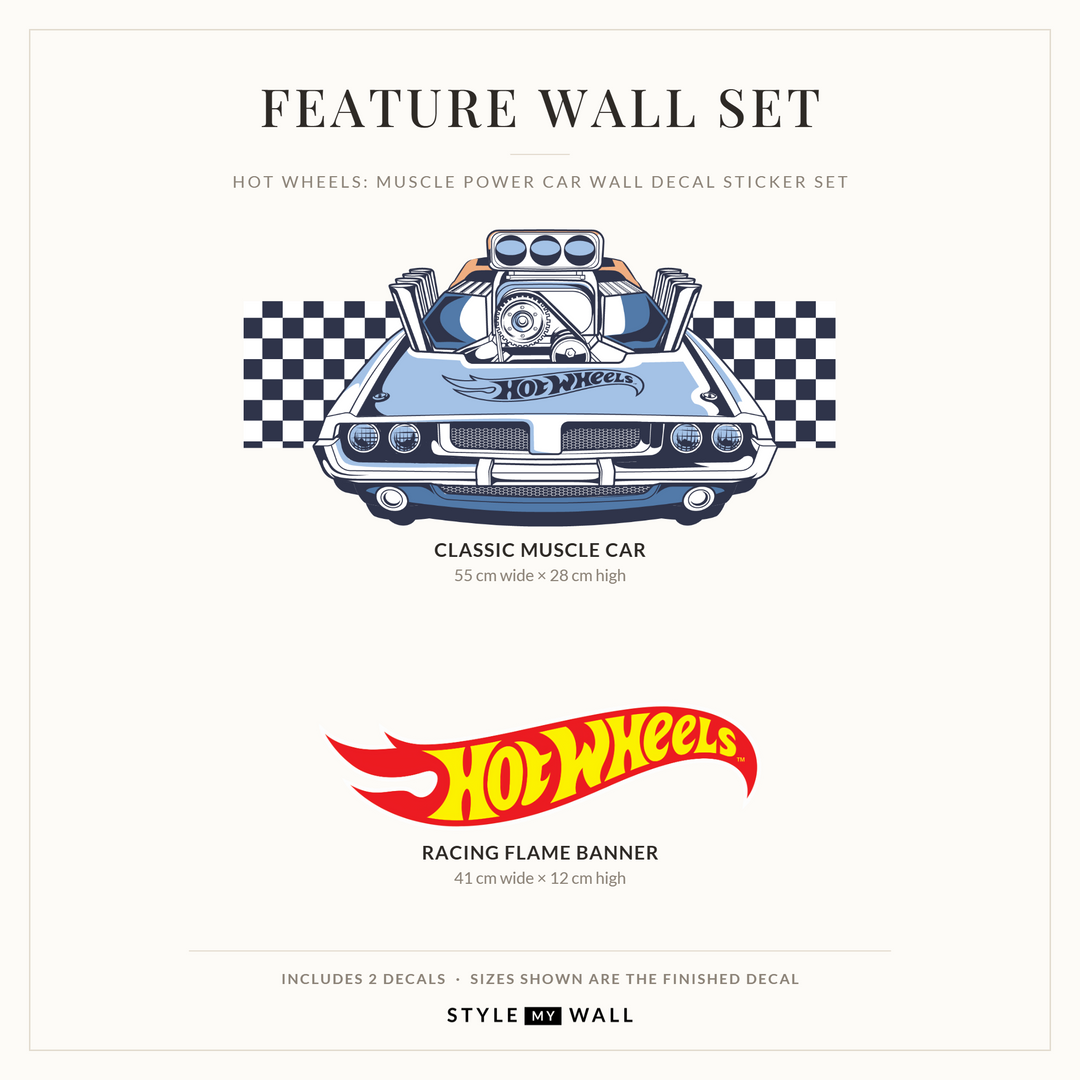 Hot Wheels: Muscle Power Car Wall Decal Sticker Set