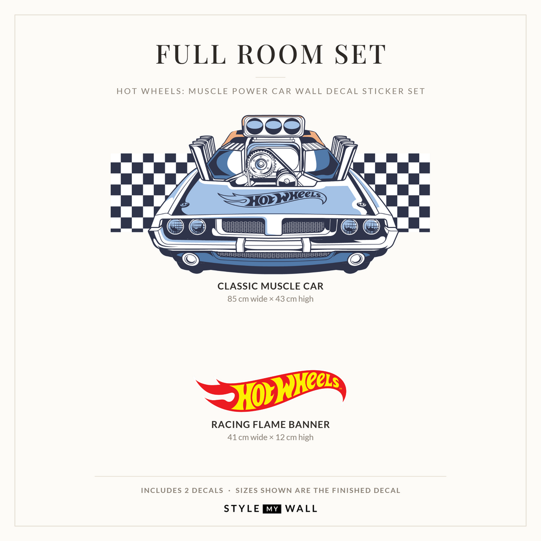 Hot Wheels: Muscle Power Car Wall Decal Sticker Set
