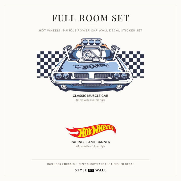 Hot Wheels: Muscle Power Car Wall Decal Sticker Set