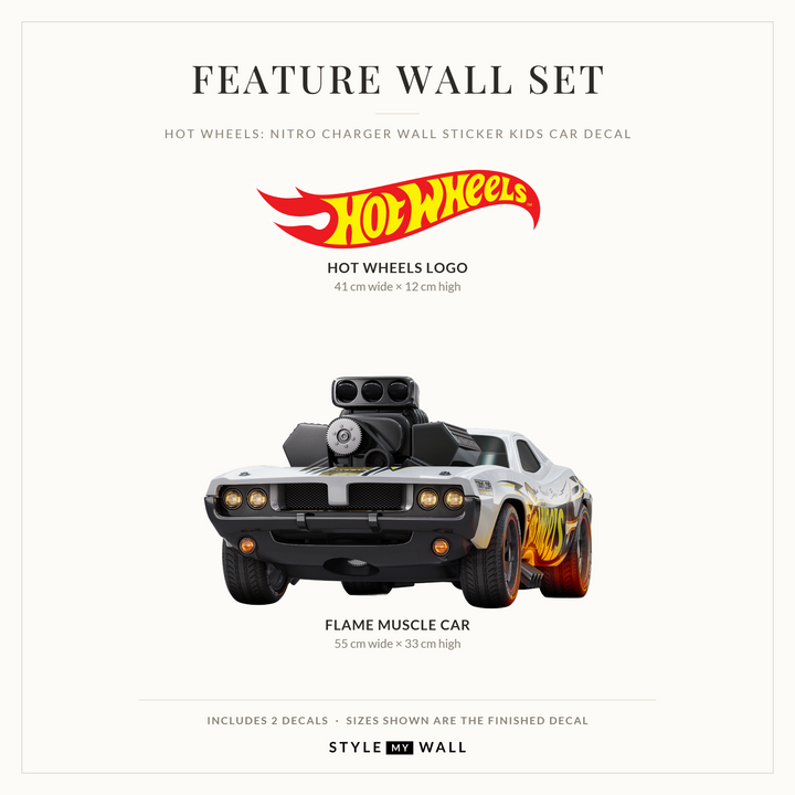 Hot Wheels: Nitro Charger Wall Sticker Kids Car Decal