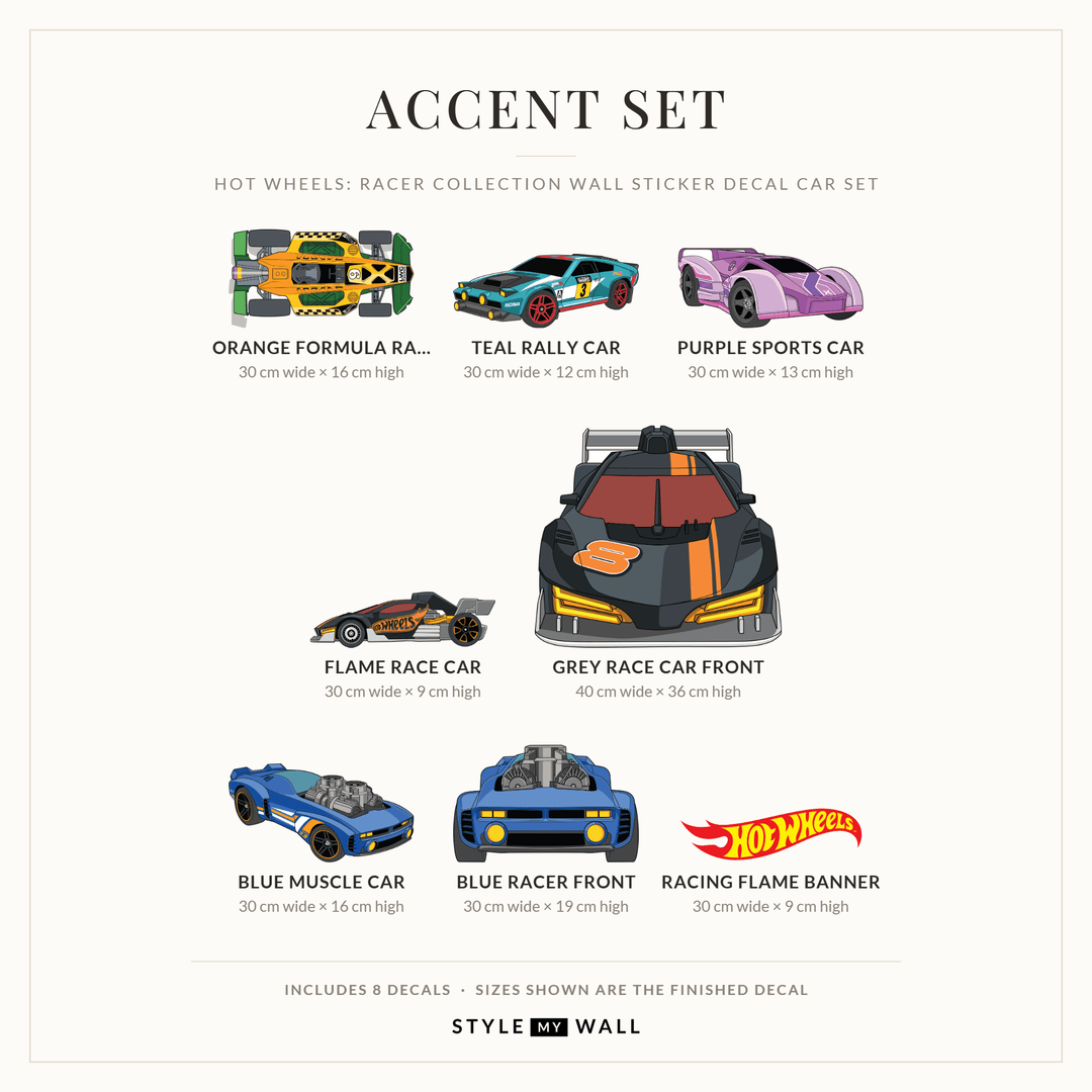 Hot Wheels: Racer Collection Wall Sticker Decal Car Set wall-art-picture-poster