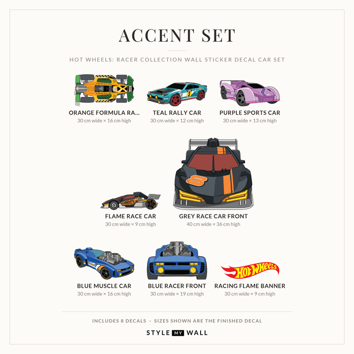 Hot Wheels: Racer Collection Wall Sticker Decal Car Set wall-art-picture-poster