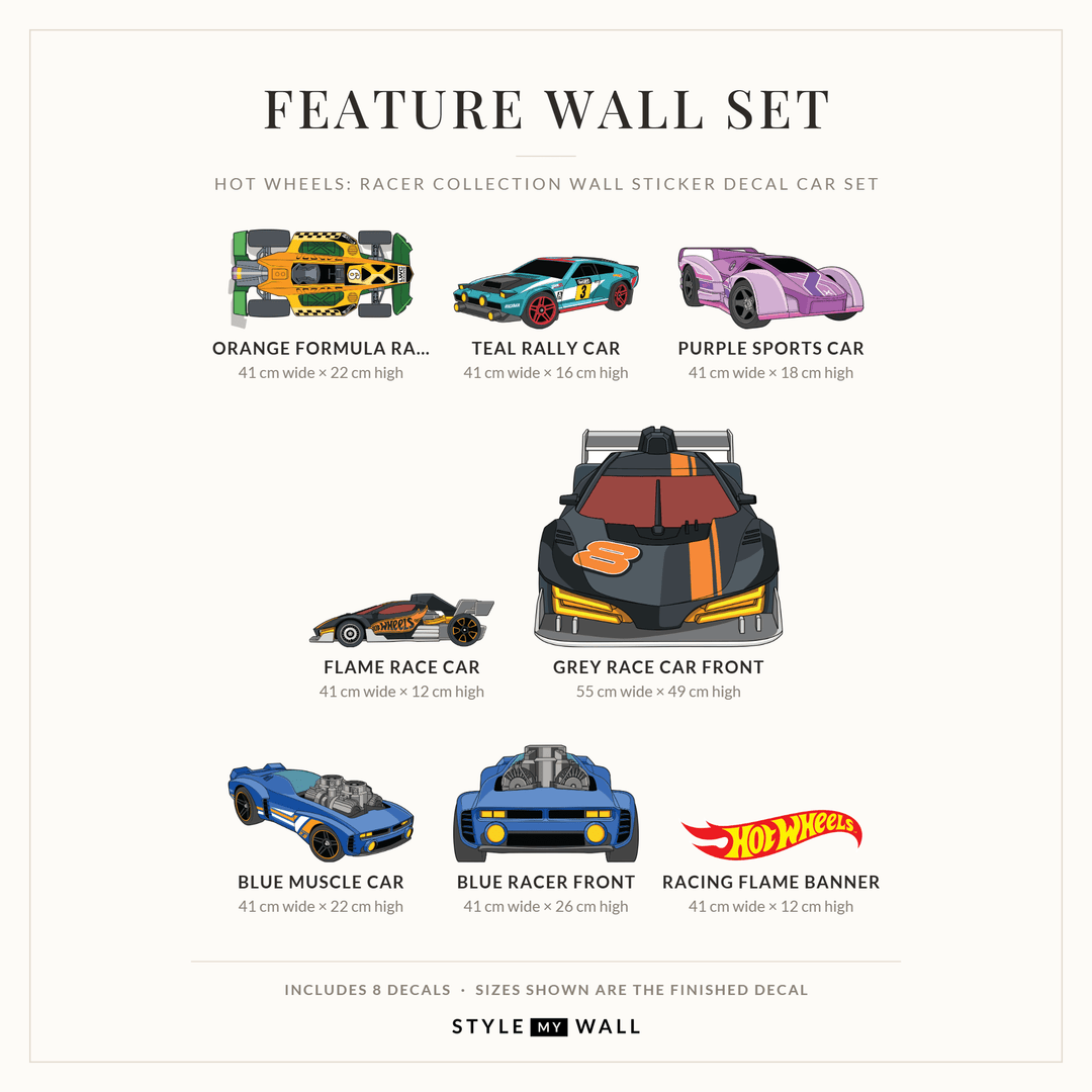 Hot Wheels: Racer Collection Wall Sticker Decal Car Set wall-art-picture-poster