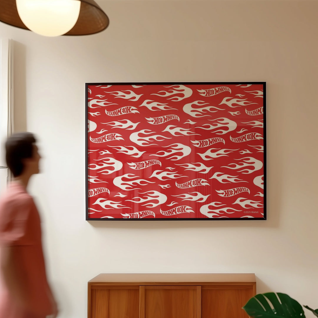 Hot Wheels Red Motorsport Landscape Logo Print wall - art - picture - poster