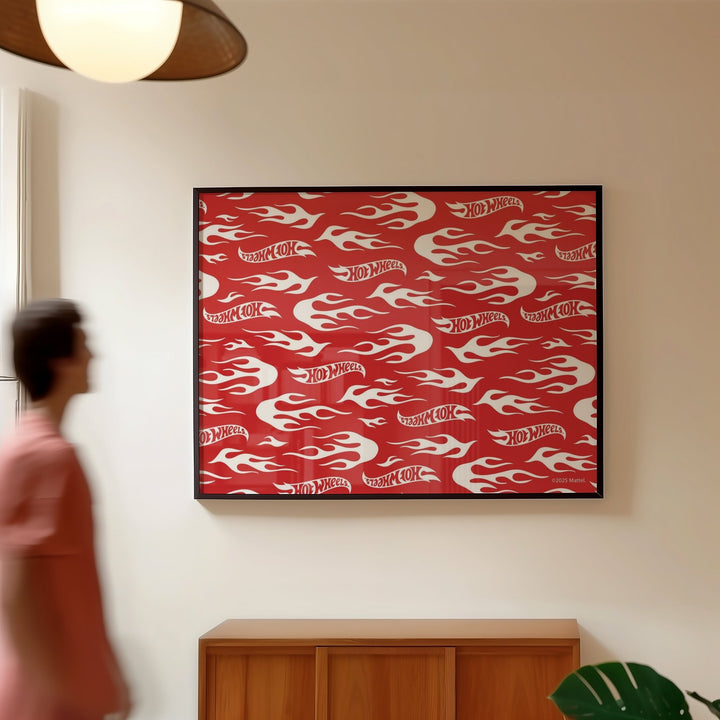 Hot Wheels Red Motorsport Landscape Logo Print wall - art - picture - poster