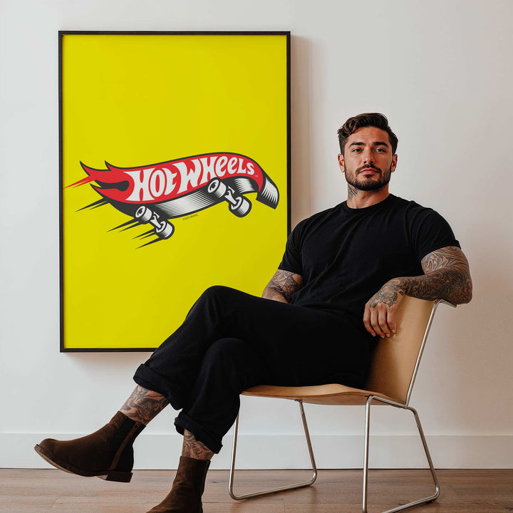 Hot Wheels Skateboard Icon Logo Wall Art Portrait Retro Print wall - art - picture - poster