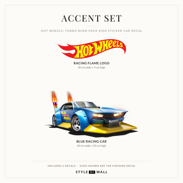 Hot Wheels: Turbo Burn Pack Kids Sticker Car Decal