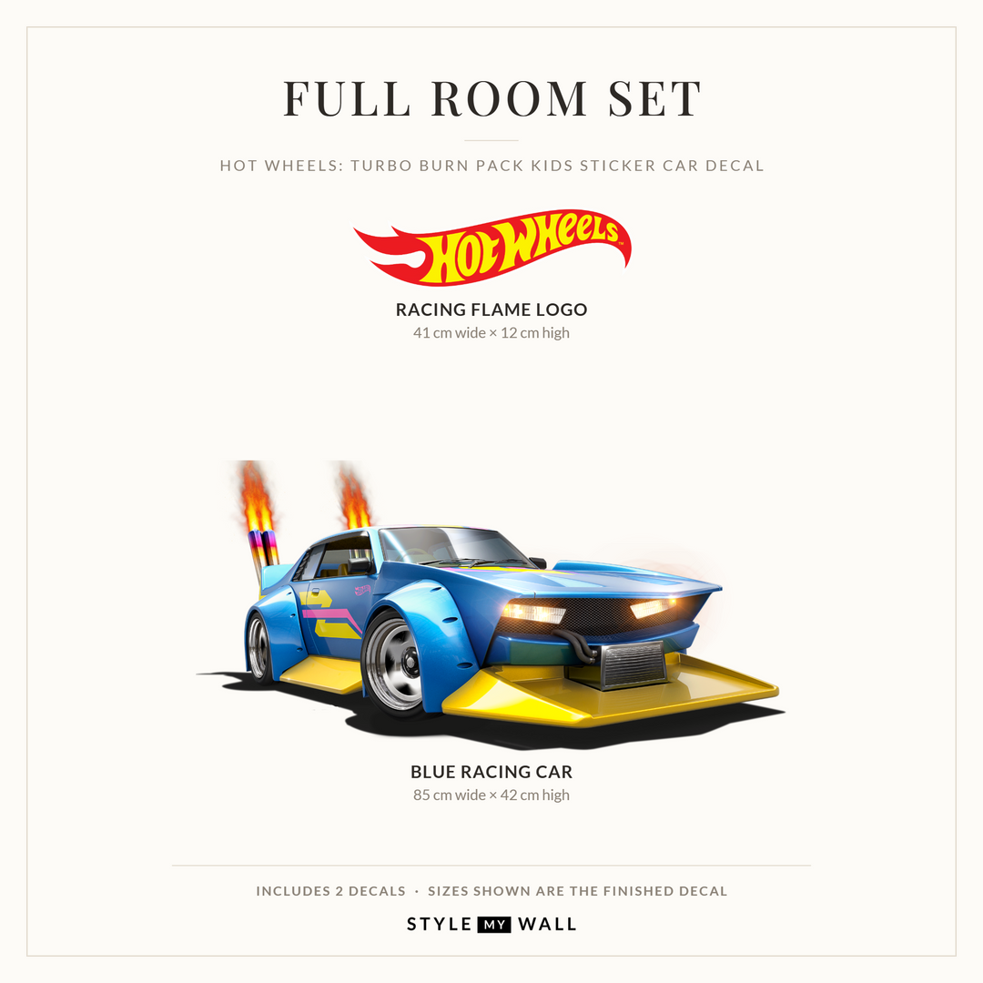 Hot Wheels: Turbo Burn Pack Kids Sticker Car Decal