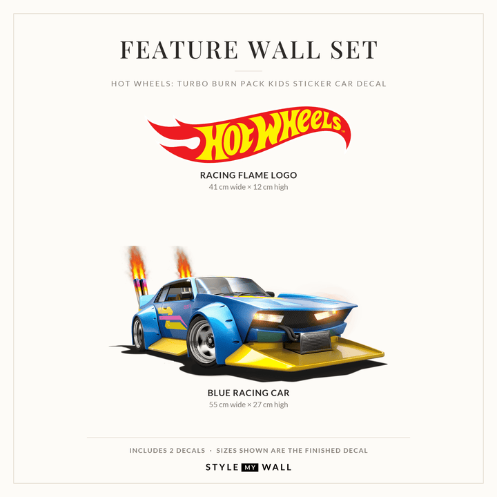 Hot Wheels: Turbo Burn Pack Kids Sticker Car Decal wall-art-picture-poster