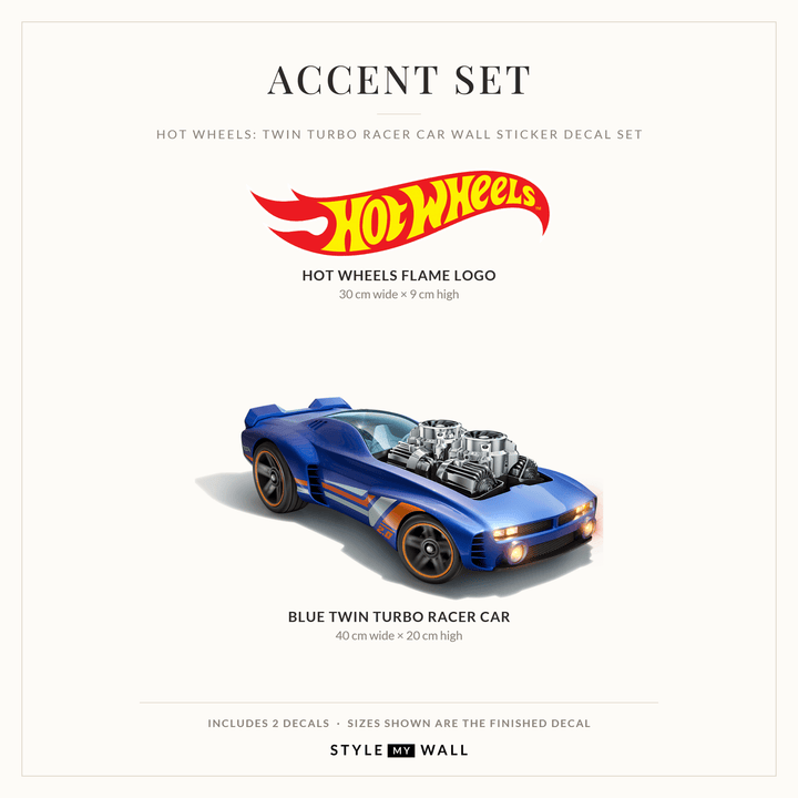 Hot Wheels: Twin Turbo Racer Car Wall Sticker Decal Set wall-art-picture-poster