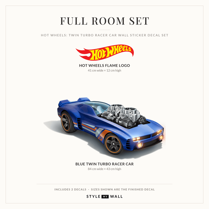 Hot Wheels: Twin Turbo Racer Car Wall Sticker Decal Set wall-art-picture-poster