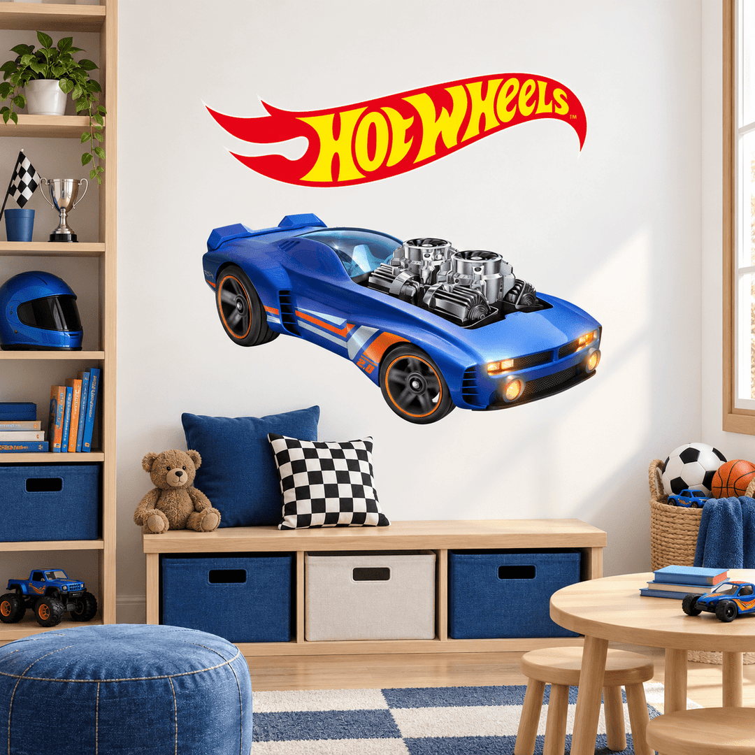 Hot Wheels: Twin Turbo Racer Car Wall Sticker Decal Set wall-art-picture-poster