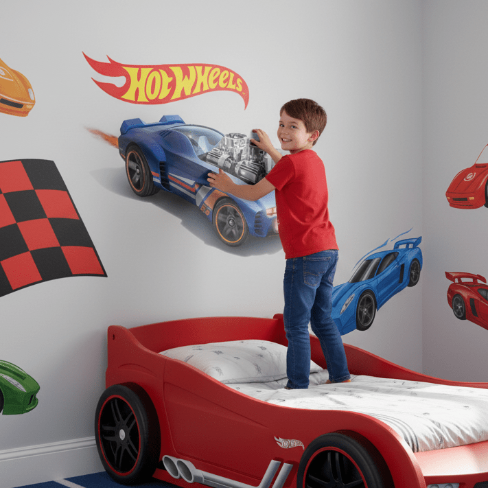 Hot Wheels: Twin Turbo Racer Car Wall Sticker Decal Set wall - art - picture - poster