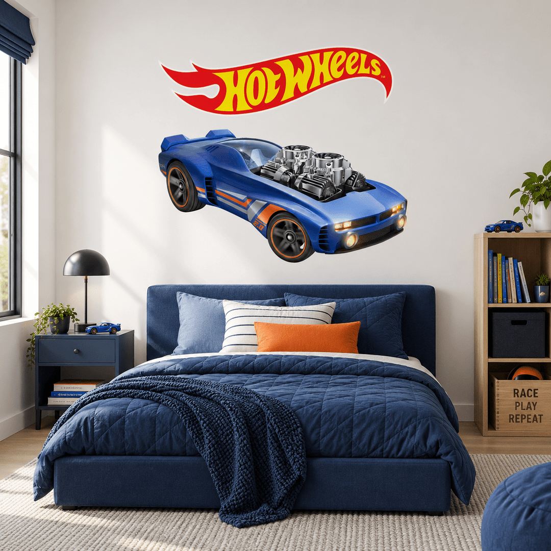 Hot Wheels: Twin Turbo Racer Car Wall Sticker Decal Set wall-art-picture-poster