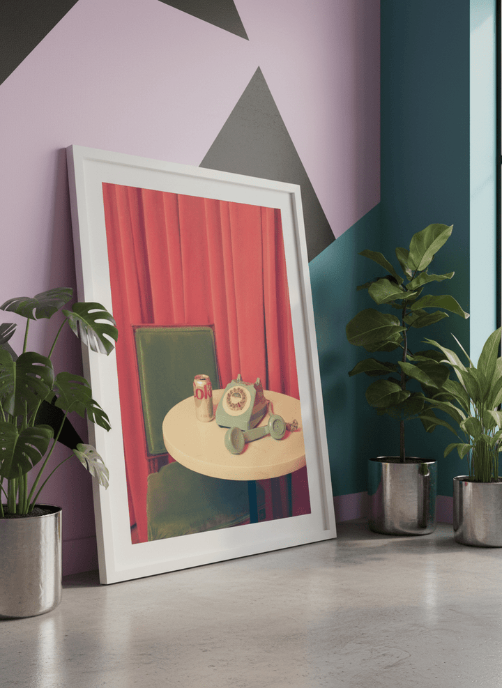 Bold wall art styled in a colourful, eclectic modern home