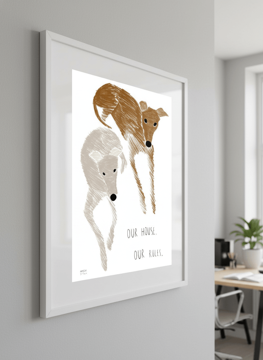 Contemporary wall art featured in a bright modern office workspace