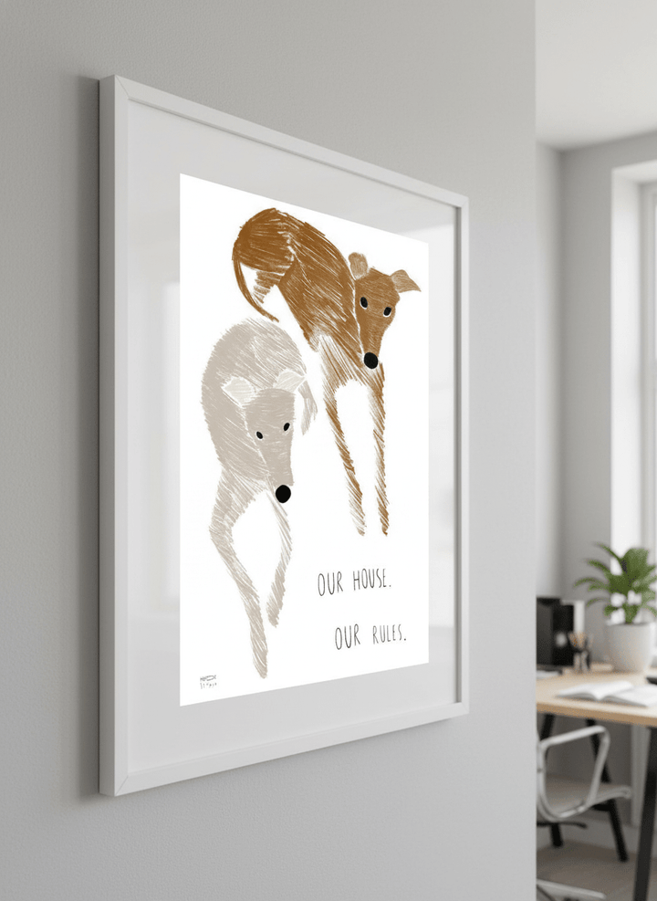 Contemporary wall art featured in a bright modern office workspace