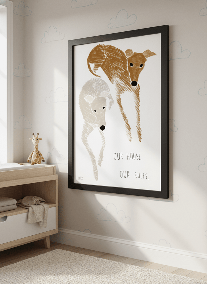 Soft neutral wall art styled in a serene nursery with pastel tones