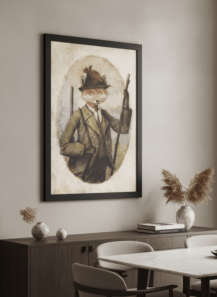 Wall art styled above a dining table in a contemporary home