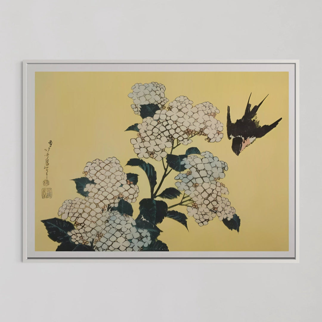 Hydrangea And Swallow Series Of Large Flowers Wall Art - Style My Wall