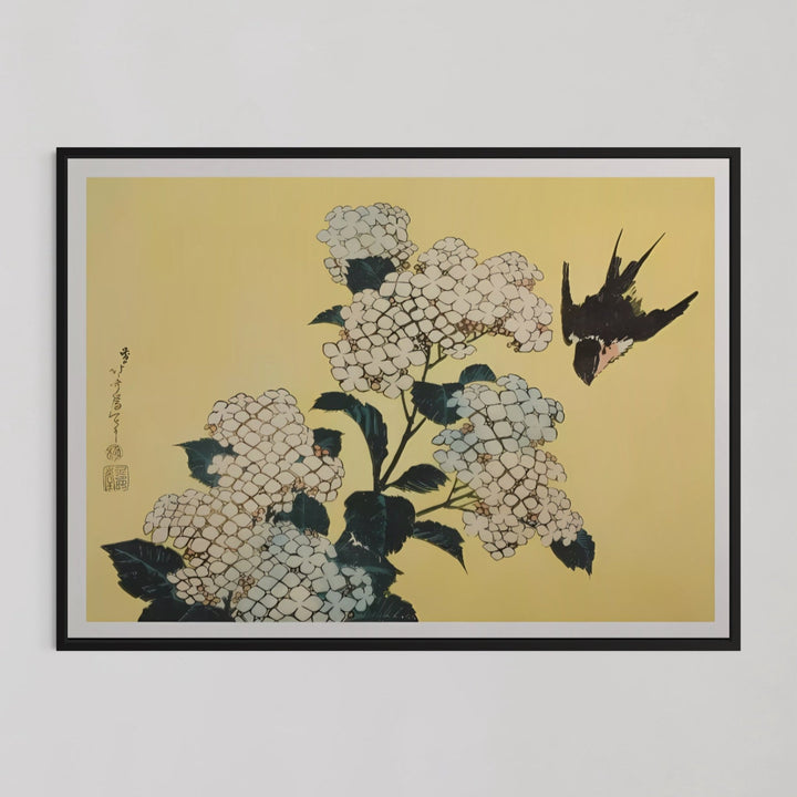 Hydrangea And Swallow Series Of Large Flowers Wall Art - Style My Wall