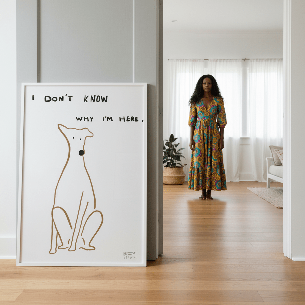 I Don't Know Why I'm Here Dog by Hayde Nizard wall - art - picture - poster