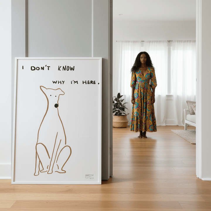 I Don't Know Why I'm Here Dog by Hayde Nizard wall - art - picture - poster