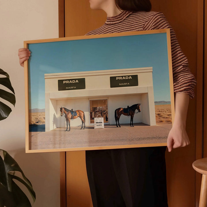 Prada Marfa Horse Desert Photo,gallery wall,timber border