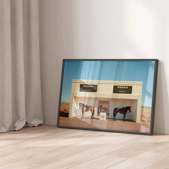 Prada Marfa Horse Desert Photo,gallery wall,timber border