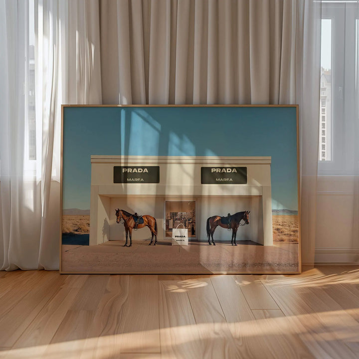 Prada Marfa Horse Desert Photo,gallery wall,timber border