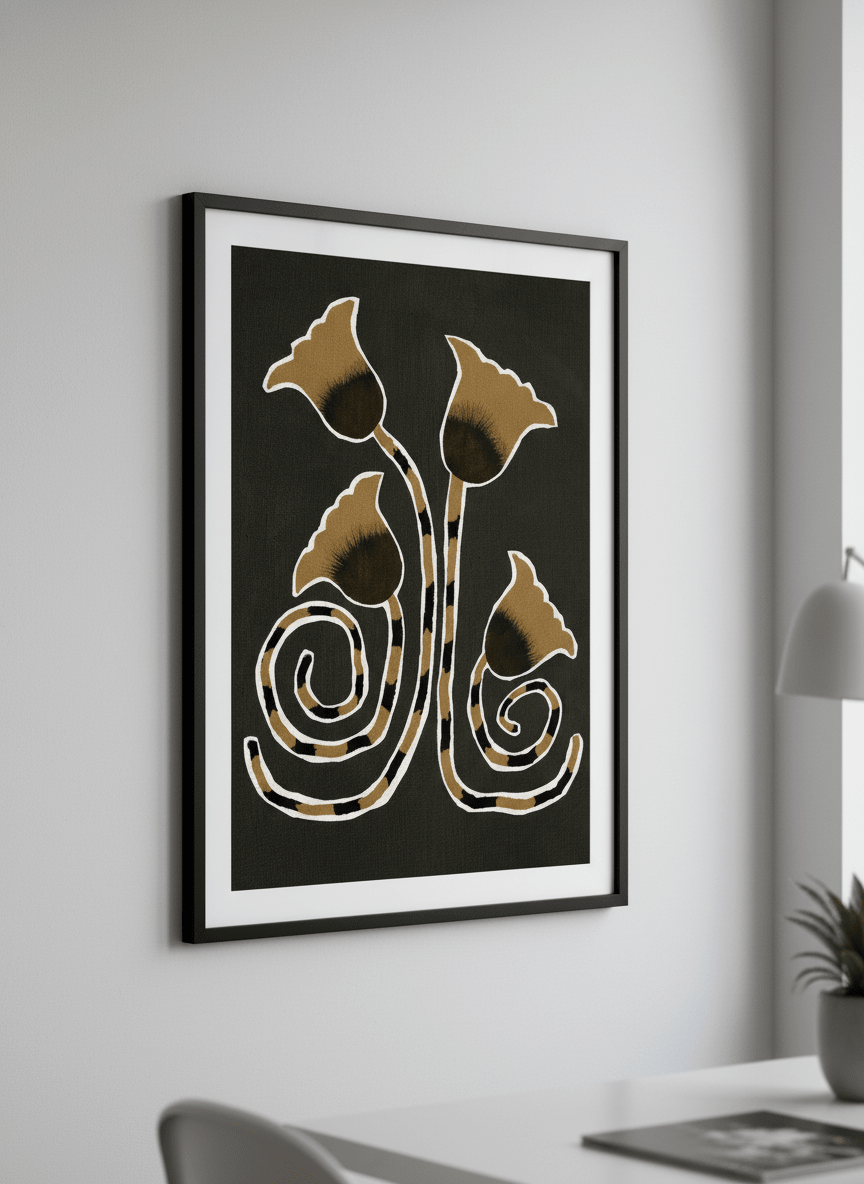 Contemporary wall art featured in a bright modern office workspace