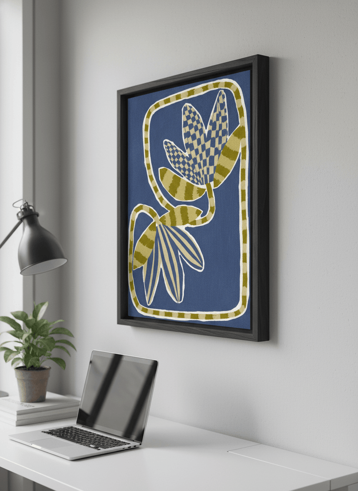 Contemporary wall art featured in a bright modern office workspace