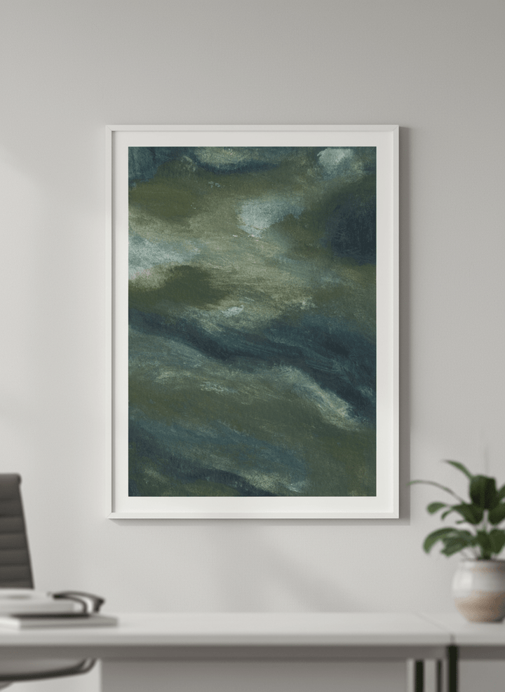 Contemporary wall art featured in a bright modern office workspace
