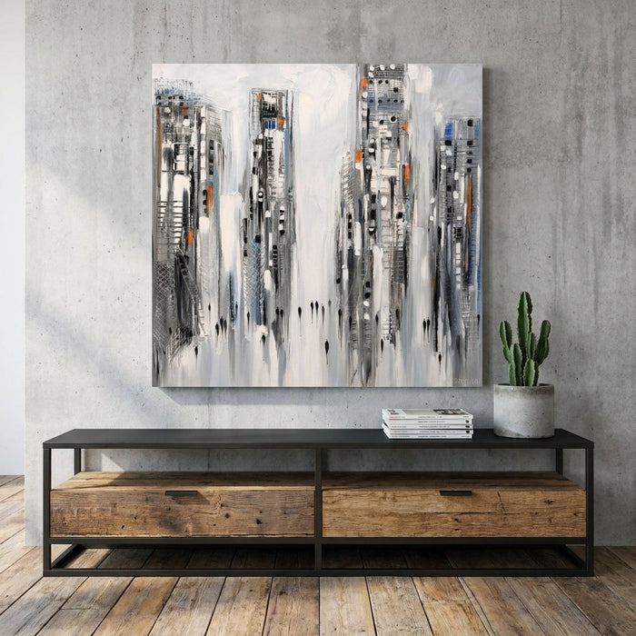 In The New City By Ekaterina Ermilkina | Canvas Square Print